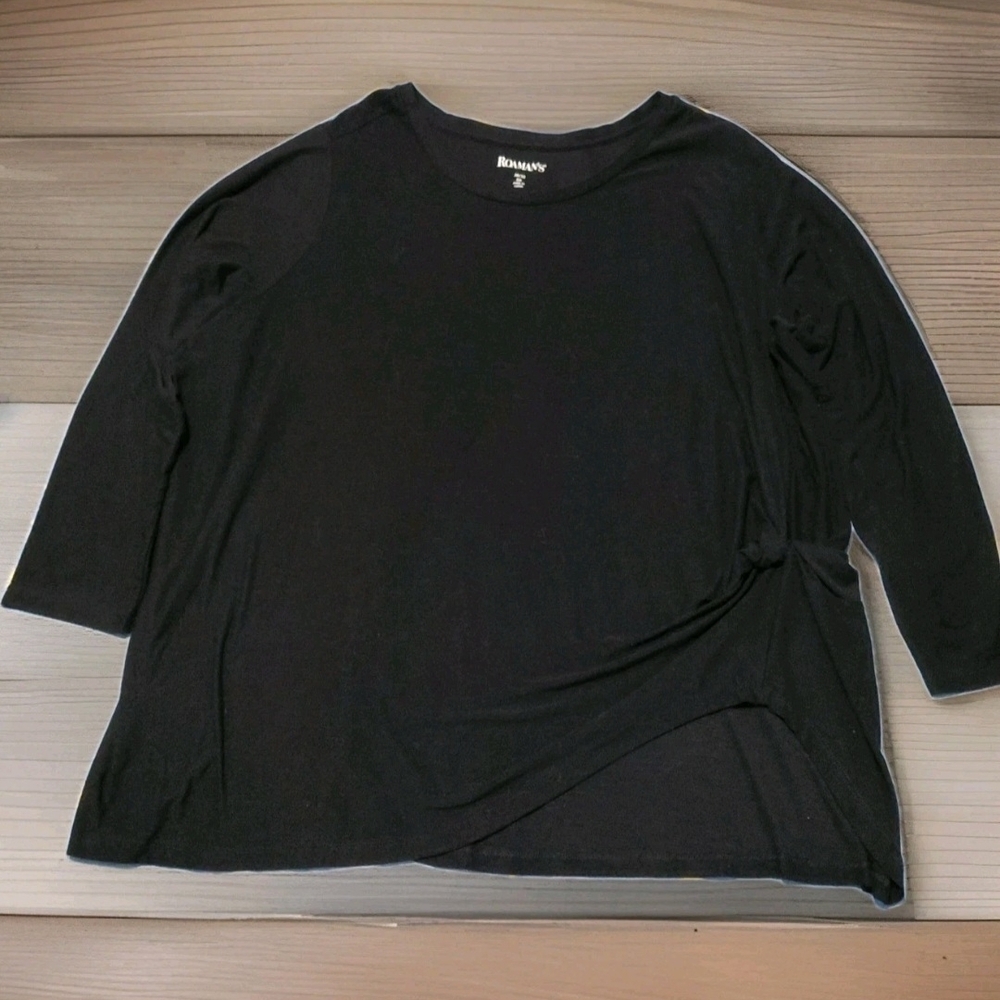 Roaman's 3X Classic Black Long Sleeve Top